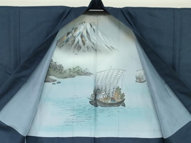 平和屋着物●男性　紬　アンサンブル　長羽織　100亀甲　総詰め　正絹　逸品　DAAW5378ud