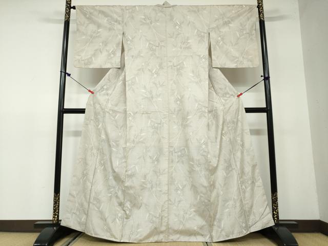 平和屋着物●本場大島紬 白大島 9マルキ 枝花文 正絹 逸品 DAAW5388ud