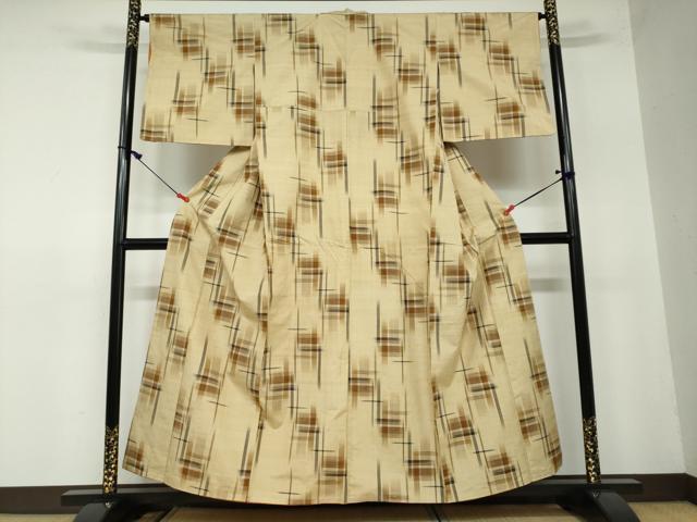 平和屋着物●上質な紬 絣文様 正絹 逸品 DAAW5389ud
