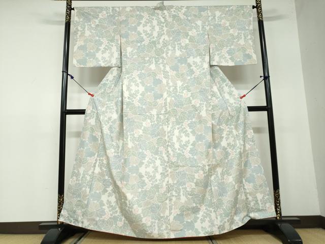 平和屋着物●上質な紬　葡萄蔦の葉文　正絹　逸品　DAAW5396ud
