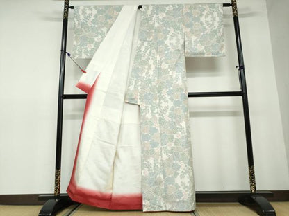平和屋着物●上質な紬　葡萄蔦の葉文　正絹　逸品　DAAW5396ud
