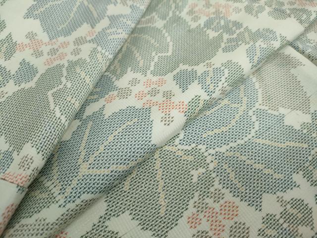 平和屋着物●上質な紬　葡萄蔦の葉文　正絹　逸品　DAAW5396ud