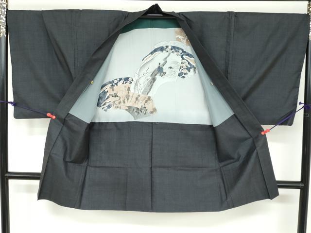 平和屋着物●男性 本場大島紬 アンサンブル 長羽織 80亀甲 総詰め 正絹 逸品 DAAW5414ud