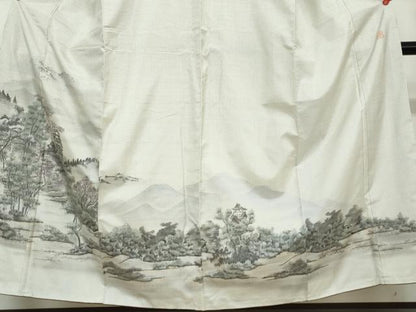 平和屋着物●本場大島紬　訪問着　作家物　遠山風景樹林文　正絹　逸品　DAAW5446ud