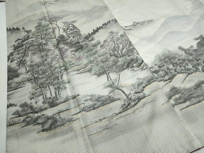 平和屋着物●本場大島紬　訪問着　作家物　遠山風景樹林文　正絹　逸品　DAAW5446ud