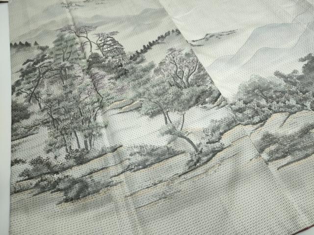 平和屋着物●本場大島紬　訪問着　作家物　遠山風景樹林文　正絹　逸品　DAAW5446ud
