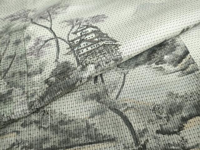 平和屋着物●本場大島紬　訪問着　作家物　遠山風景樹林文　正絹　逸品　DAAW5446ud