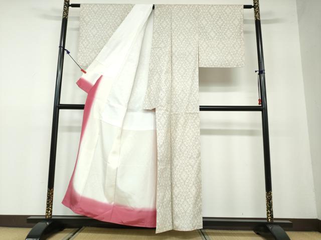 平和屋着物●本場大島紬　白大島　7マルキ　花菱文　正絹　逸品　DAAW5450ud