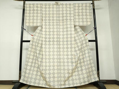平和屋着物●上質な紬　菱文　正絹　逸品　DAAW5457ud