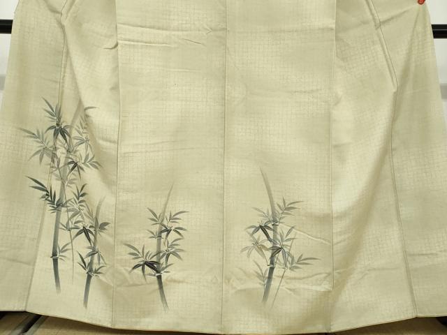 平和屋着物●訪問着 紬地 手描き 笹竹文 正絹 逸品 DAAW5465ud