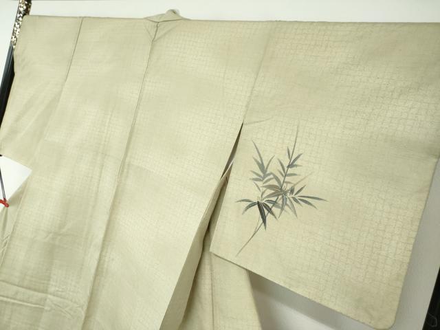 平和屋着物●訪問着 紬地 手描き 笹竹文 正絹 逸品 DAAW5465ud