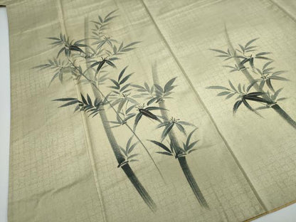 平和屋着物●訪問着 紬地 手描き 笹竹文 正絹 逸品 DAAW5465ud