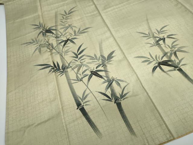平和屋着物●訪問着 紬地 手描き 笹竹文 正絹 逸品 DAAW5465ud