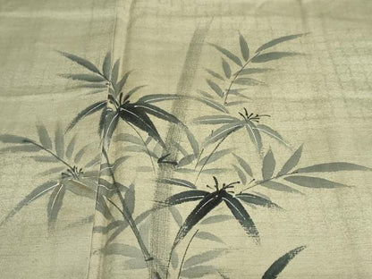 平和屋着物●訪問着 紬地 手描き 笹竹文 正絹 逸品 DAAW5465ud
