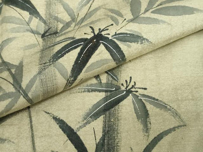 平和屋着物●訪問着 紬地 手描き 笹竹文 正絹 逸品 DAAW5465ud