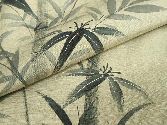 平和屋着物●訪問着 紬地 手描き 笹竹文 正絹 逸品 DAAW5465ud