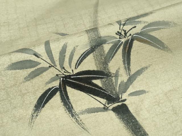 平和屋着物●訪問着 紬地 手描き 笹竹文 正絹 逸品 DAAW5465ud