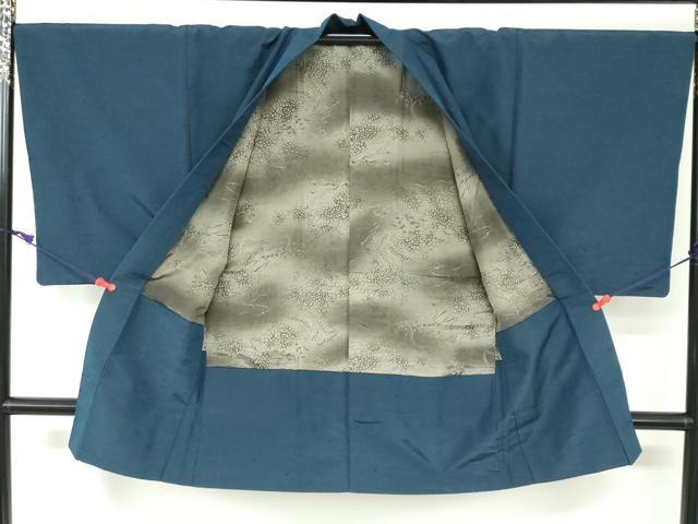 平和屋着物●男性 紬 アンサンブル 長羽織 千歳袖 褐返色 反端付き 正絹 逸品 DAAW5469ud