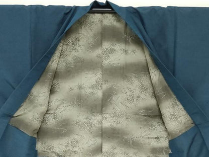 平和屋着物●男性 紬 アンサンブル 長羽織 千歳袖 褐返色 反端付き 正絹 逸品 DAAW5469ud