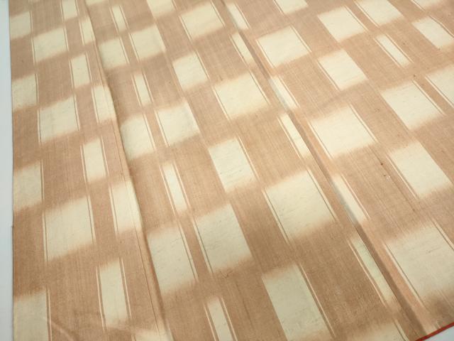 平和屋着物●上質な紬 変わり格子 正絹 逸品 DAAW5472ud