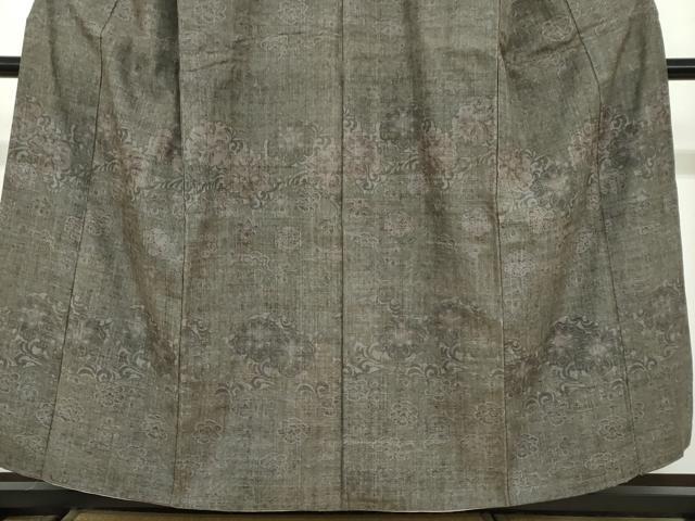 平和屋着物●訪問着 紬地 草花文 正絹 逸品 DAAW5473ud
