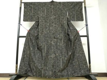 平和屋着物●本場大島紬　古代染色純泥染　笹竹文　国木勝志作　証紙付き　正絹　逸品　DAAW5475ud