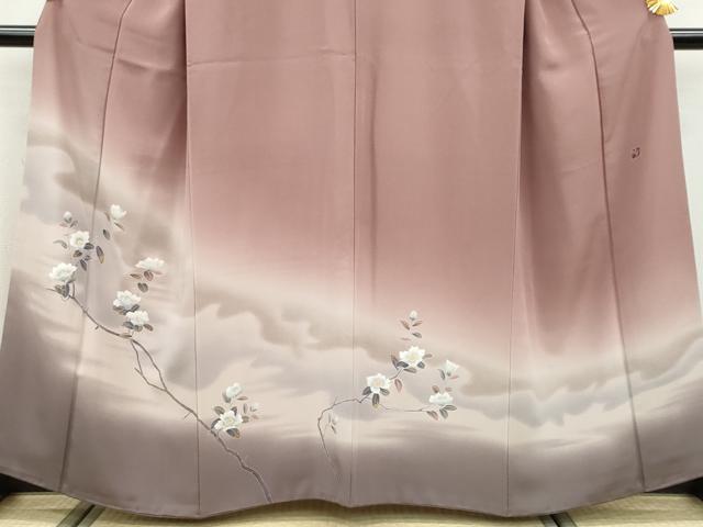 平和屋着物●訪問着　友禅　作家物　枝花文　暈し染め　正絹　逸品　DAAW5490ud