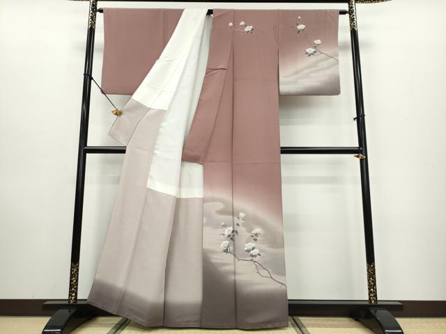 平和屋着物●訪問着　友禅　作家物　枝花文　暈し染め　正絹　逸品　DAAW5490ud
