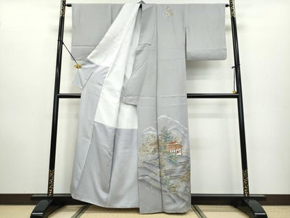平和屋着物●訪問着 遠山風景樹林文 金銀彩 正絹 逸品 DAAW5500ud