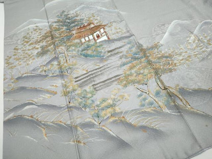 平和屋着物●訪問着 遠山風景樹林文 金銀彩 正絹 逸品 DAAW5500ud