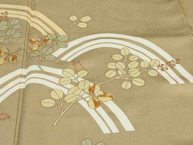 平和屋着物●訪問着　駒刺繍　枝葉文　金彩　正絹　逸品　DAAW5502ud