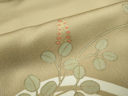 平和屋着物●訪問着　駒刺繍　枝葉文　金彩　正絹　逸品　DAAW5502ud