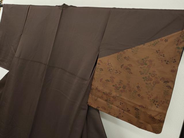 平和屋着物●中国三大刺繍　相良刺繍　訪問着　草花文　カラー胴裏：濃藍色　正絹　逸品　DAAW5505ud