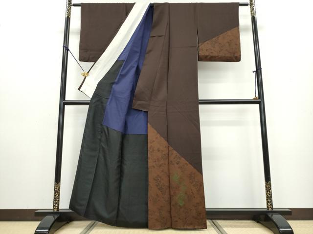 平和屋着物●中国三大刺繍　相良刺繍　訪問着　草花文　カラー胴裏：濃藍色　正絹　逸品　DAAW5505ud