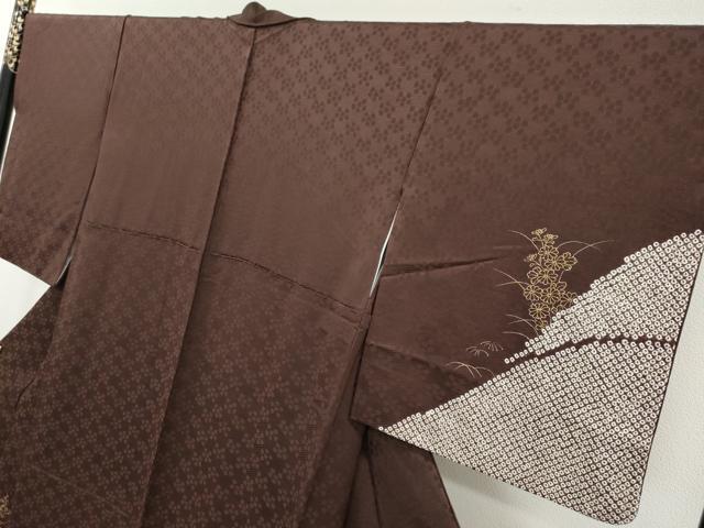 平和屋着物●訪問着 駒刺繍 絞り 草花文 金彩 正絹 逸品 DAAW5506ud