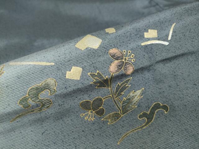 平和屋着物●本場染大島紬　訪問着　道長草花文　暈し染め　金彩　正絹　逸品　DAAW5514ud