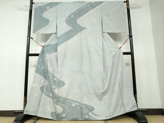 平和屋着物●極上 石川県指定無形文化財 牛首紬 白山工房 手織り 訪問着 絞り 道長舞葉文 正絹 逸品 DAAW5515ud