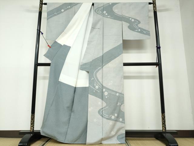 平和屋着物●極上 石川県指定無形文化財 牛首紬 白山工房 手織り 訪問着 絞り 道長舞葉文 正絹 逸品 DAAW5515ud