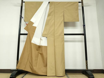 平和屋着物●上質な紬　色無地　木蘭色　正絹　逸品　DAAW5520ud
