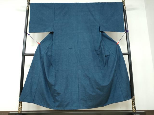 平和屋着物●男性　紬　アンサンブル　濃藍色　正絹　逸品　DAAW5540ud