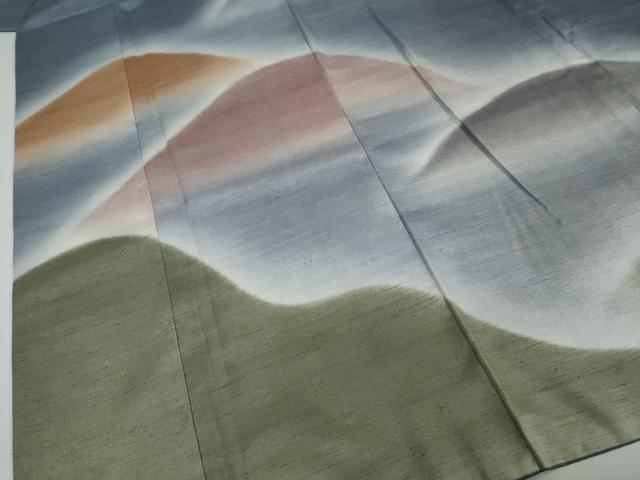 平和屋着物●訪問着　紬地　遠山文　暈し染め　正絹　逸品　DAAW5547ud
