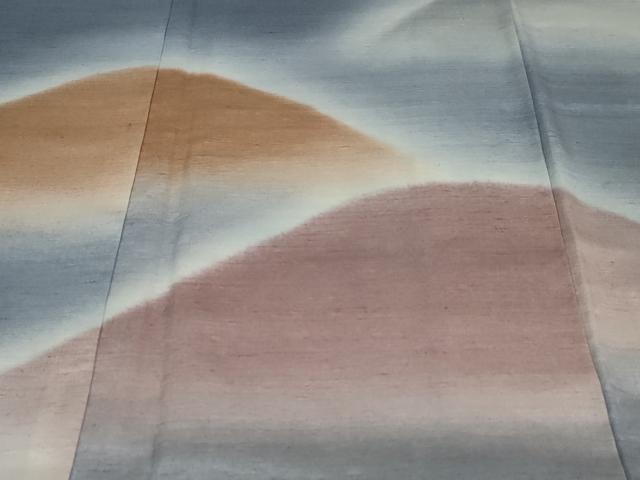 平和屋着物●訪問着　紬地　遠山文　暈し染め　正絹　逸品　DAAW5547ud