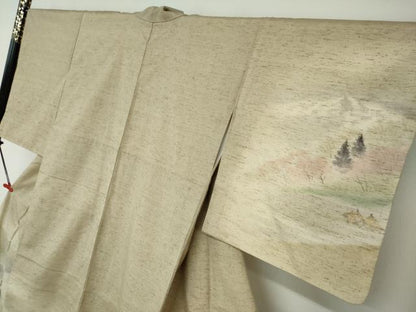 平和屋着物●訪問着 ぜんまい紬 風景樹林文 暈し染め 正絹 逸品 DAAW5555ud