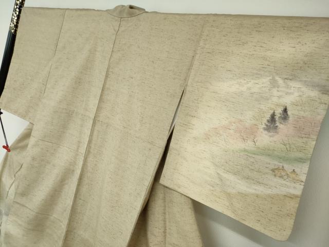 平和屋着物●訪問着 ぜんまい紬 風景樹林文 暈し染め 正絹 逸品 DAAW5555ud