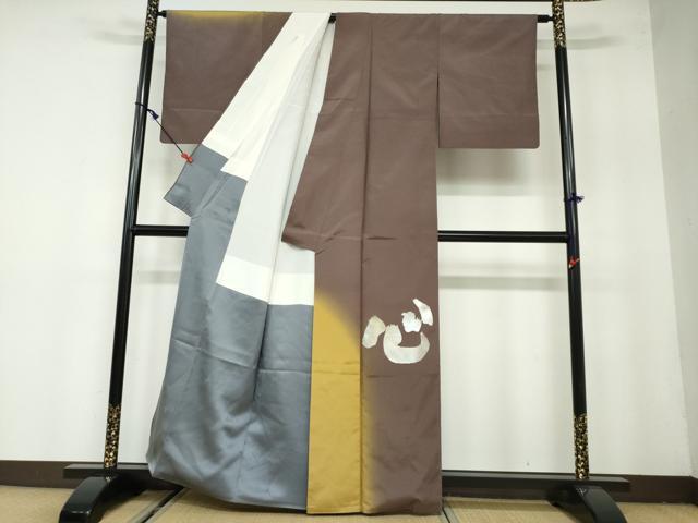 平和屋着物●中村玉緒 訪問着 紬地 心 銀彩 正絹 逸品 DAAW5561ud