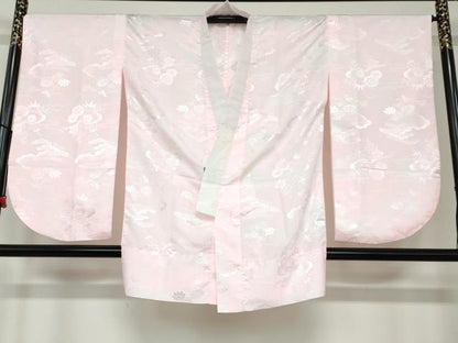 平和屋着物●森英恵・HANAE MORI　小振袖　二尺袖・長襦袢（無双仕立て）セット　雪輪花蝶文　金彩　洗える着物　DAAW5571ud