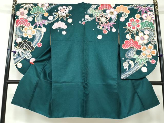 平和屋着物●小振袖 二尺袖・長襦袢（無双仕立て）セット 駒刺繍 草花文 金銀彩 半衿刺繍 洗える着物 DAAW5572ud