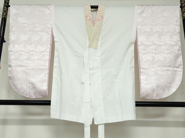 平和屋着物●小振袖 二尺袖・長襦袢（無双仕立て）セット 駒刺繍 草花文 金銀彩 半衿刺繍 洗える着物 DAAW5572ud