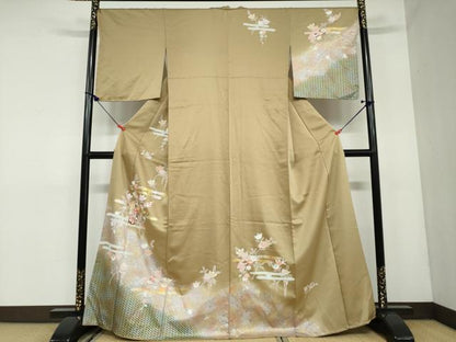 平和屋着物●訪問着 駒刺繍 花車文 暈し染め 金銀彩 正絹 逸品 DAAW5583ud