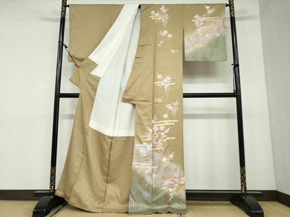 平和屋着物●訪問着 駒刺繍 花車文 暈し染め 金銀彩 正絹 逸品 DAAW5583ud